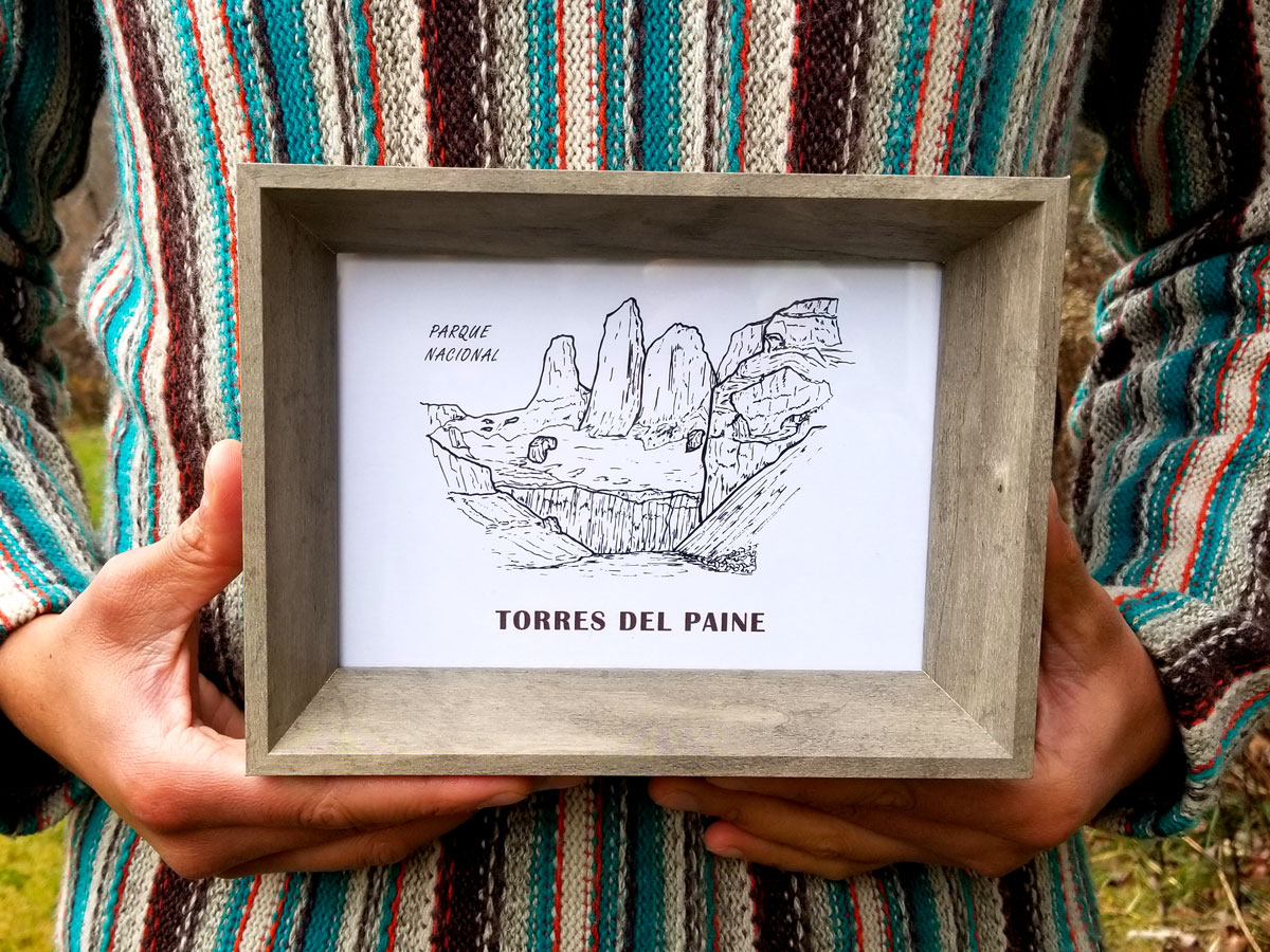 Hand Illustrated Torres del Paine National Park | Art Print | Patagonia Chile